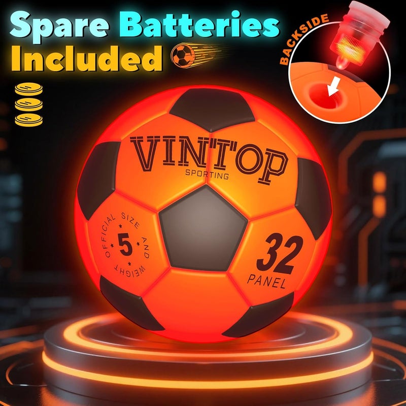 VINTOP Light Up Soccer Ball for Kids Glow in The Dark - No 5 with Pump, Sports and Outdoor Cool LED Light-Up Soccer Stuff, Gift Birthday Ideas for Boy, Girl, Teens - Image 3